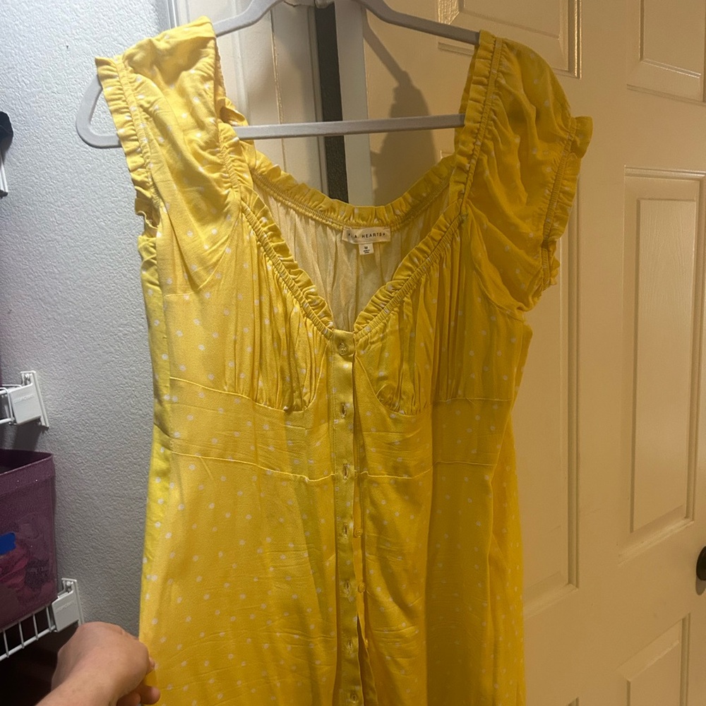 Yellow polkadot dress women’s